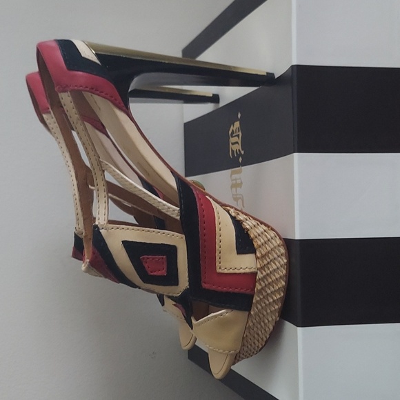 L.A.M.B. 9.5 Gwen Stefani Vail Birdcage Open Toe Platform Heels - Picture 11 of 12